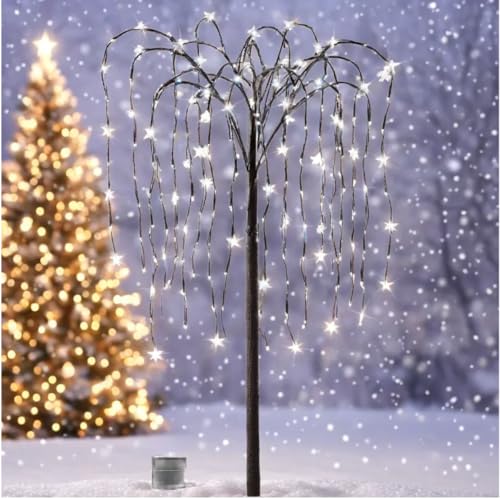 Solar Willow Tree with 200 LEDs - White/Purple/Multicolor Lights, 4.5 ft
