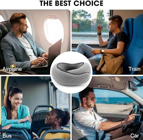 Travel Neck Pillow with Chin Wrap – Memory Foam Support for Airplanes and Cars