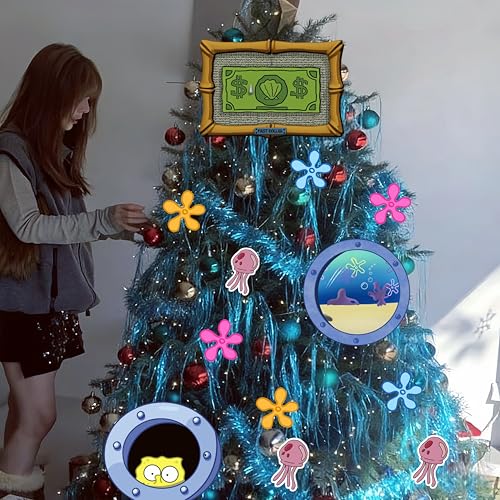 Yellow Sponge Underwater Theme Christmas Tree Ornaments - 13 pcs