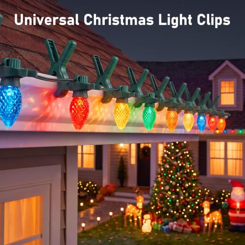 XEWEA 50 Pack Universal Christmas Light Spring Clips for C7 C9 LED Incandescent String Lights