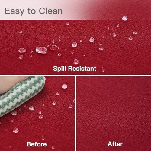 Maxmill Red Rectangular Linen Textured Waterproof Tablecloth 52 x 84 Inches