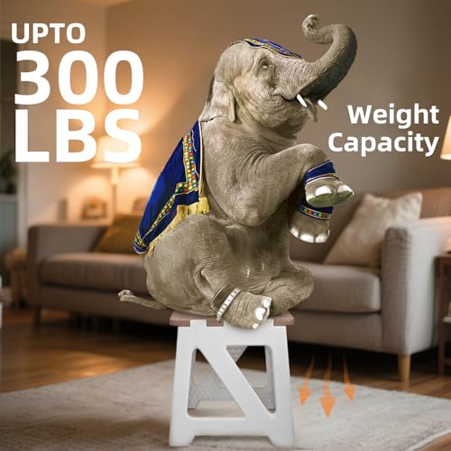 Foldable Step Stool for Adults - 12.9-Inch Heavy-Duty Plastic Folding Stool