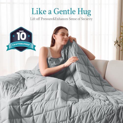 12lb Weighted Blanket for Adults, 48x72 Twin Size Cooling Breathable Grey