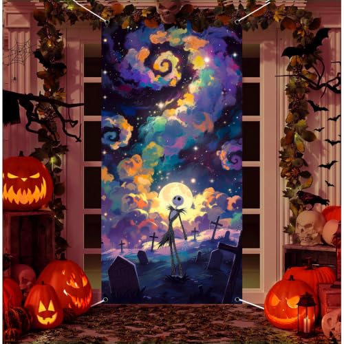 Halloween Door Cover 71x35in Horror Movie Backdrop Porch Banner