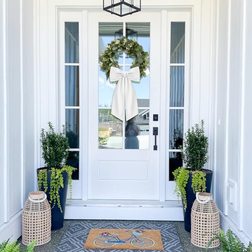 2-Pack White Wreath Sash for Front Door Polyester Garland Ribbon