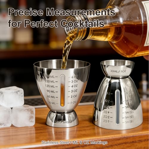 Obantrsz Stainless Steel Cocktail Jigger 1-6 oz | Heavy Duty Bar Tool