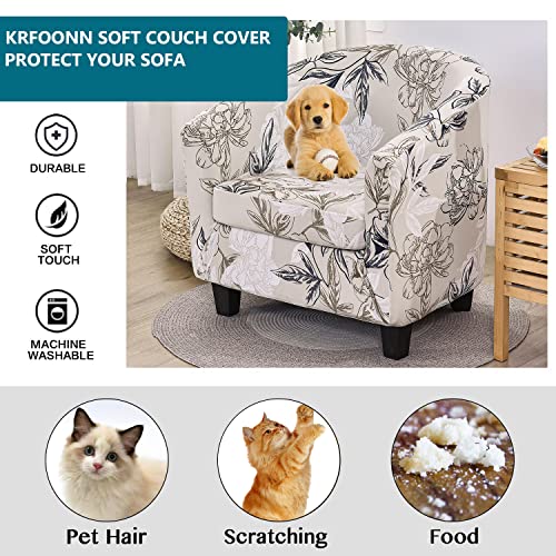 Stretch Printed Barrel Chair Slipcover - 2 Piece Removable Tub Chair Cover