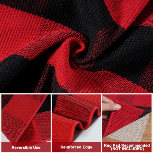 Christmas Outdoor Rug, Red and Black Buffalo Plaid Front Porch Rug