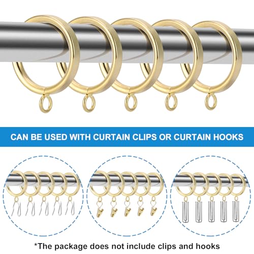 24-Piece 1.5-Inch Metal Curtain Rings with Eyelets for 1.25-Inch Rods