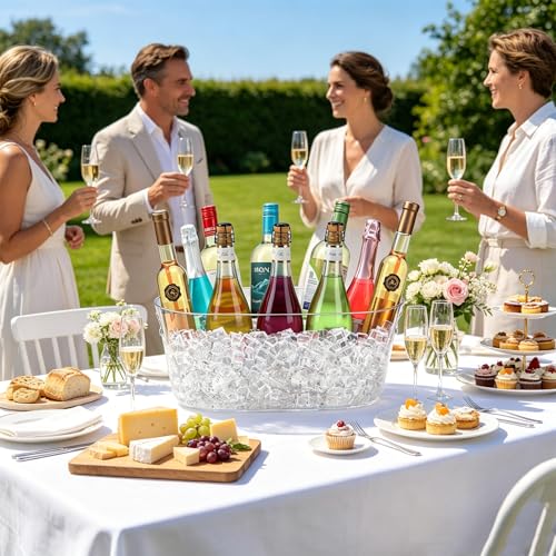 15L Large Ice Bucket for Parties & Events with Scoop - Clear Beverage Tub