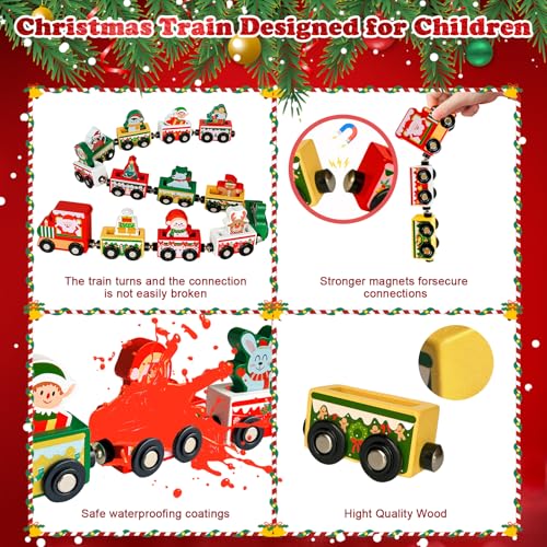 Magnetic Wooden Train Advent Calendar - 24 Day Christmas Countdown Set