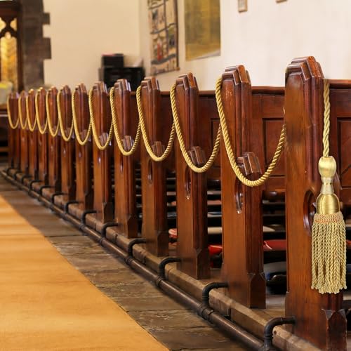 2-Pack 20ft Gold Weighted Church Pew Reservation Ropes with Tassels