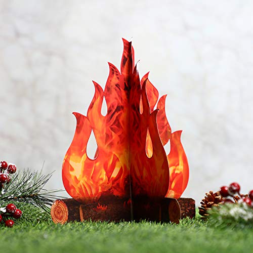 3D Cardboard Fake Campfire Decorations, 6-Piece Reusable Party Table Centerpiece