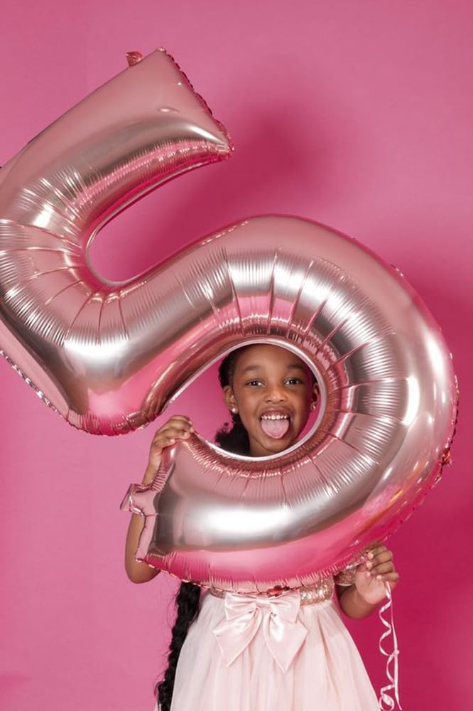 Skiennix 40-Inch Balloon Numbers - Elegant Rose Gold Balloons for 5th Birthday & Wedding Decor
