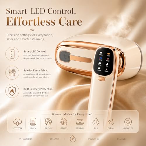 Portable Handheld Garment Steamer, 1500W Travel Fabric Iron with 8 Modes