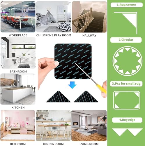 16PCS Non-Slip Rug Grippers, Washable Double-Sided Carpet Pads for Floors