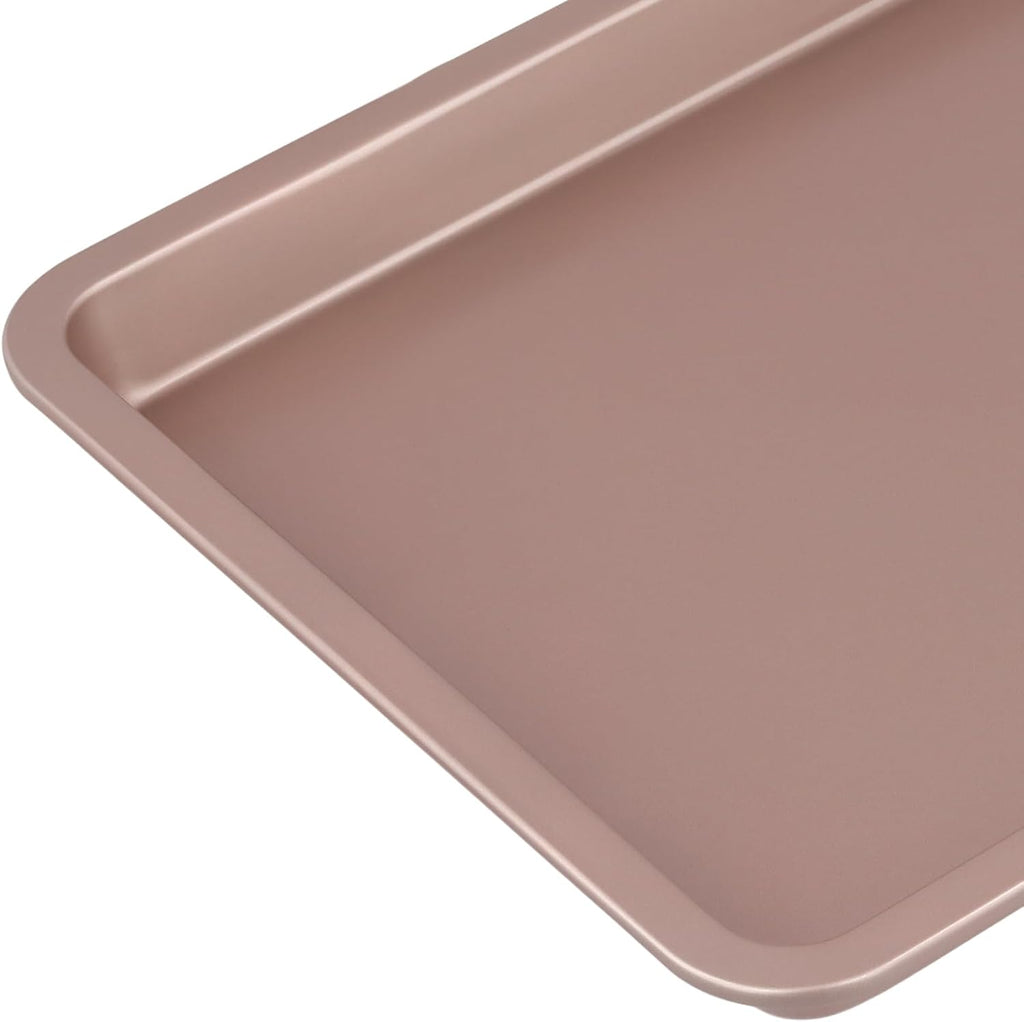 Sheutsan Gold Baking Sheet Pan Set - 4 Pack Carbon Steel Oven Trays, 13 x 9 x 1 Inch for Cooking & Roasting