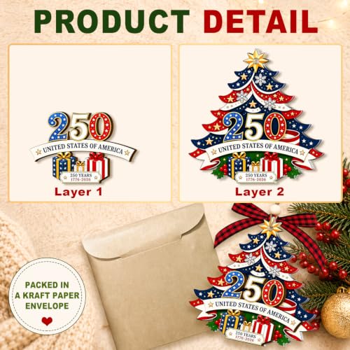 Holoring 250th Anniversary USA Patriot Christmas Ornament Tree 2026