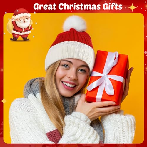 Classic Jamntower Christmas Knit Santa Hat for Adults - Unisex Holiday Accessory, 2 Pack