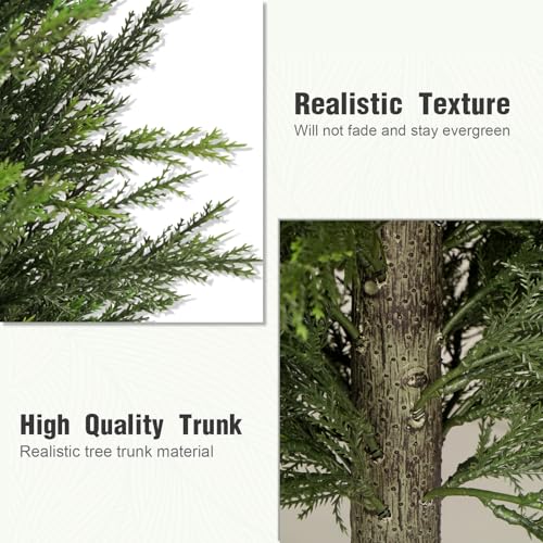 4ft Artificial Cedar Topiary Trees - Set of 2 Potted Faux Evergreen Shrubs