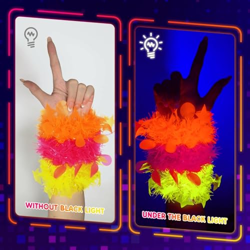 12 Pcs Neon Glow Party Bracelets - Fluorescent Blacklight Party Favors
