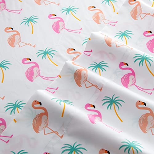 Elegant Comfort Twin Size Flamingo Microfiber Bed Sheet Set - All-Season, Ultra-Soft, Tropical Pattern