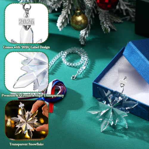 Roowest 10 Sets Christmas Crystal Snowflake Ornaments – Chic Style, 3.15in Glass Flair
