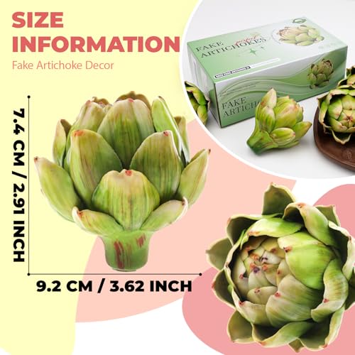 6-Piece Small Artificial Artichokes, Realistic Faux Vegetable Bowl Fillers