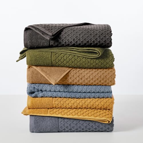 6-Piece Cotton Waffle Weave Towel Set - Absorbent & Quick-Dry Bathroom Towels