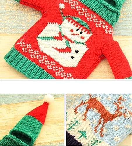 Gawertoy 4-Pack Christmas Wine Bottle Covers & Hats Set – Festive Ugly Sweater Style