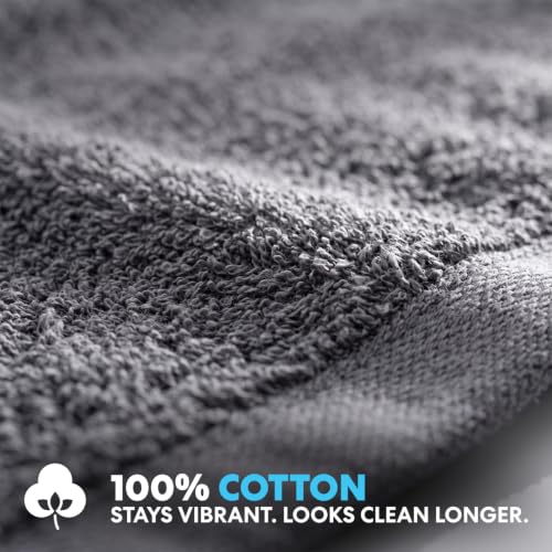 100% Cotton Hand Towels 16x27 Inch - Soft Absorbent Gray Towel Set (12 Pack)