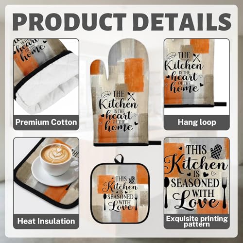 8-Piece Abstract Kitchen Decor Set: Microfiber Towels, Oven Mitts & Pot Holders