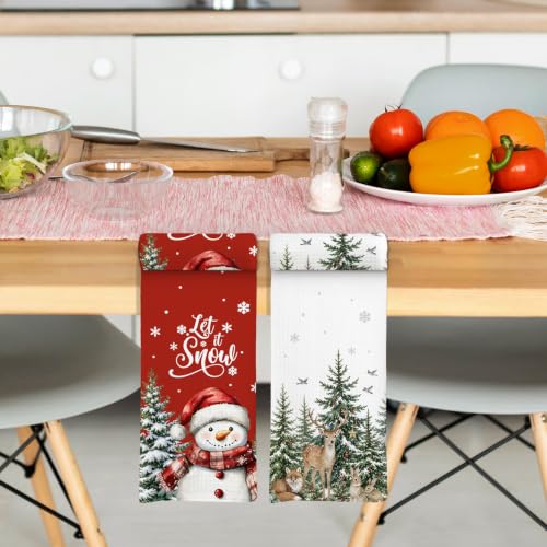 Madalo Vintage Christmas Tree Snowman Kitchen Towels Set of 2 - Winter-3