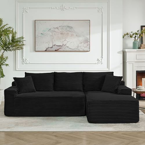 ERYE Black 95-Inch L-Shaped Modular Sectional Couch with Chaise Lounge – Right Facing