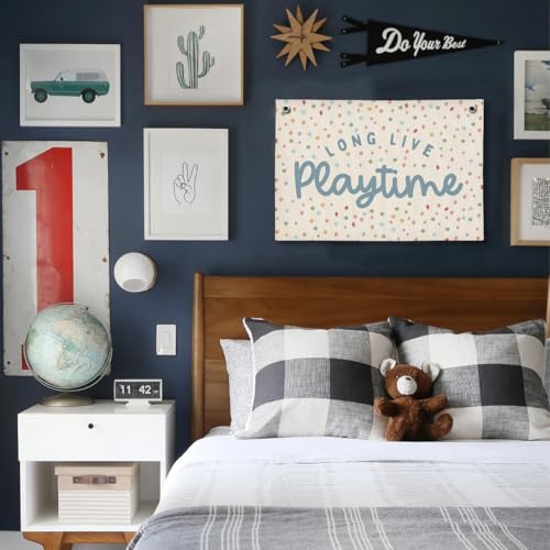 Long Live Playtime Canvas Banner Wall Decor for Kids Playroom 20x30 Inch