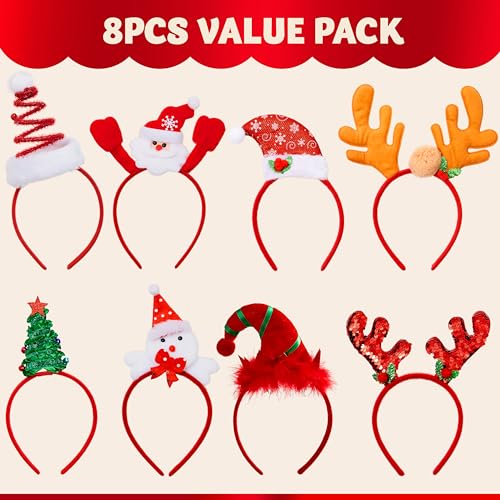 JOYIN 16PCS Cute Christmas Headbands, Festive Set, Great for Christmas Parties, Holiday Party Favors, Unique Design, Wide Application, Premium Quality, EASY TO USE