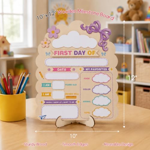 Reusable First Day of School Sign Board with Interchangeable Tags