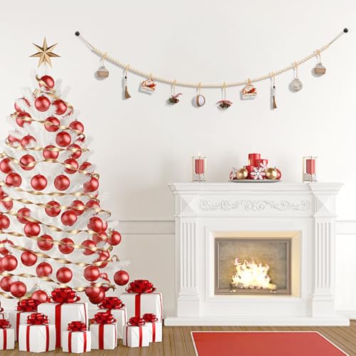Bohemian Wood Bead Photo Display Garland with 10 Clips, 54.8-inch Wall Decor