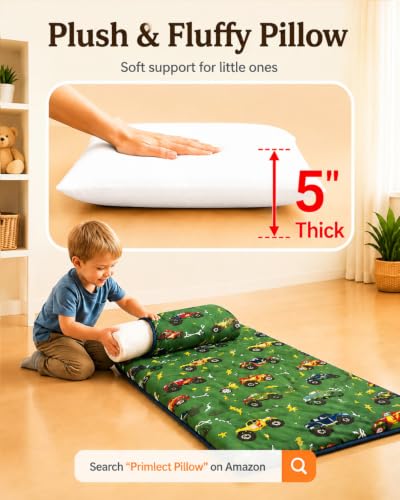 Extra Thick Toddler Nap Mat with Pillow & Detachable Blanket for Daycare