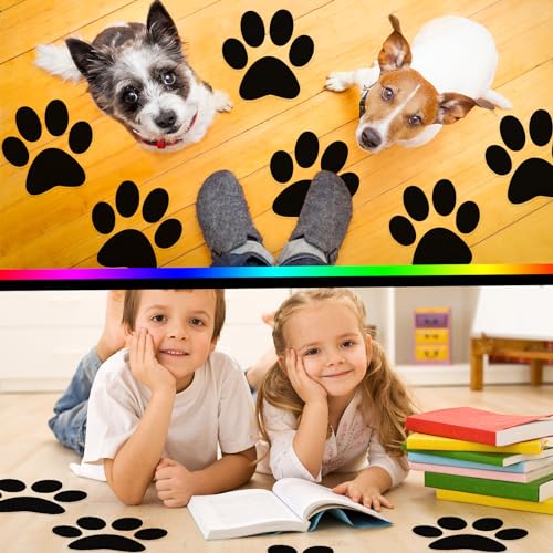 30 Pcs Large Paw Print Floor Decals - Waterproof Vinyl Stickers