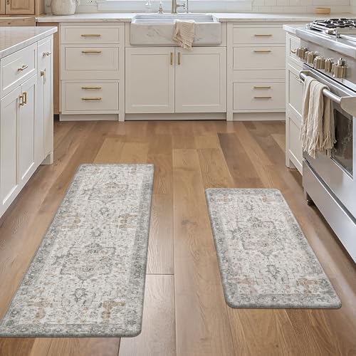 2-Piece Anti-Fatigue Kitchen Mat Set, Cushioned Memory Foam Standing Rugs