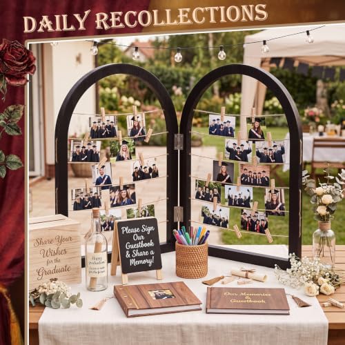 Briwooody Black 36x24” 2-Panel Arch Photo Display Frame - Farmhouse Style