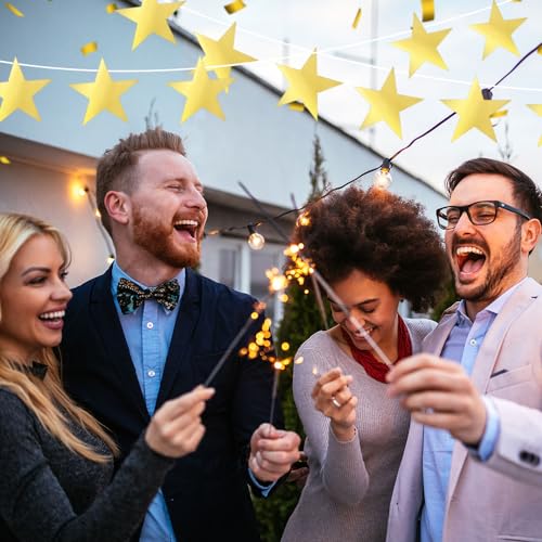 24PCS Gold Star Cutouts, 6-Inch Double-Sided Cardstock Paper Stars