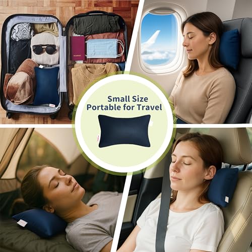 Small Travel Pillow, 11x7 Inch Mini Nap Pillow for Car, Airplane and Camping