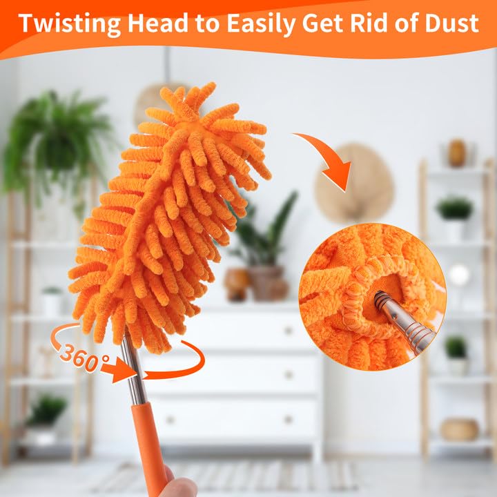 360° Bendable Microfiber Mini Duster with Extendable Pole, 10-30 Inches