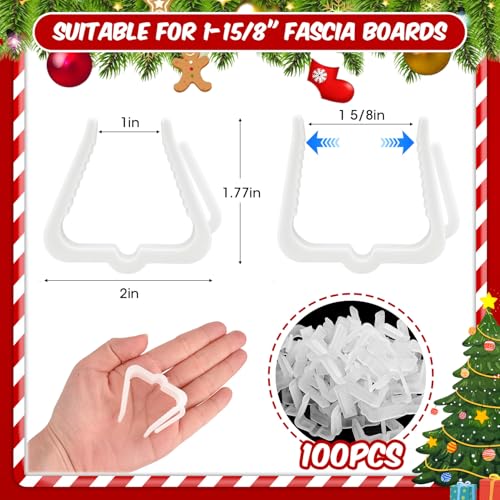 Hydream 100Pcs Christmas Light Clips Hooks for Outdoor Roof Eaves Gutter - White