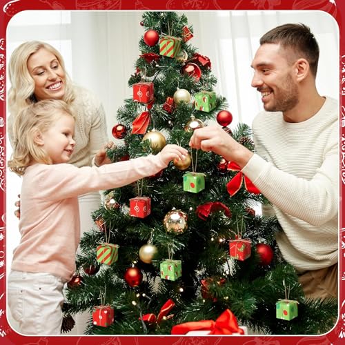Chivao 24 Pcs Funny Color Plaid Mini Gift Box Christmas Ornaments 1.18 in