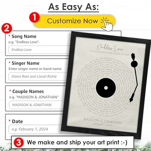 Personalized Song Lyrics Art Print Customizable Couple Wall Art