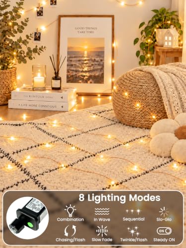 BHCLIGHT 2 Pack 198 ft 600 LED Warm White Fairy Lights with Remote, IP44 Waterproof