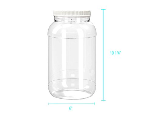 ljdeals 1 Gallon Clear Plastic Jars with Lids, Wide Mouth Storage Containers, Pack of 2, BPA Free, Food Safe, made in USA
